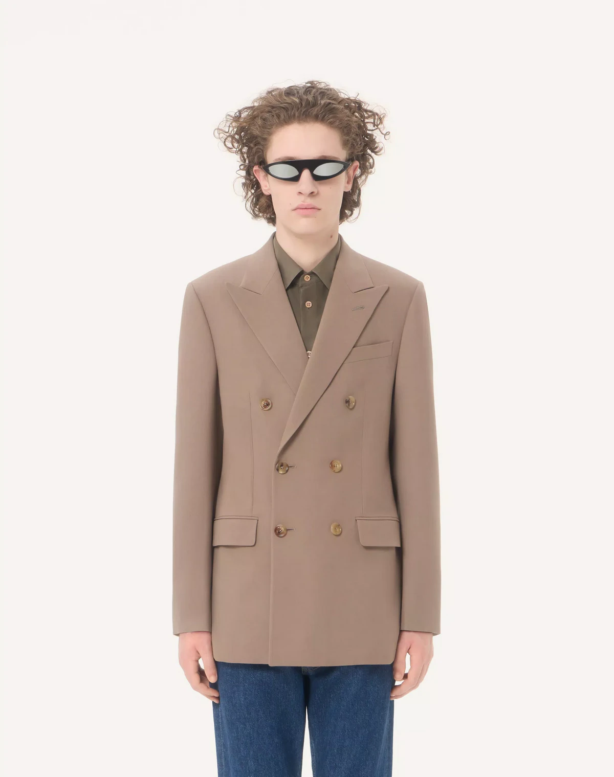 Двубортный пиджак Valentino из буклированной (натте) шерсти